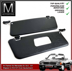 1 Pair of Mercedes SL 107 Sunvisors - complete set - BLACK