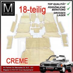 18 teiliger Teppichsatz Innenraum Mercedes SL R107 CREME BEIGE