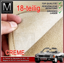18 teiliger Teppichsatz Innenraum Mercedes SL R107 CREME BEIGE