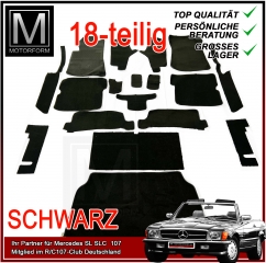 18 pieces carpet set for Mercedes 107 SL interior - BLACK