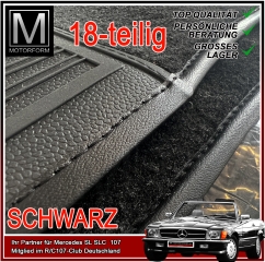 18 pieces carpet set for Mercedes 107 SL interior - BLACK