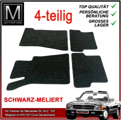 4 Stück Fussmatten SCHWARZ für Mercedes SL SLC 107