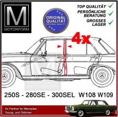 OE Qualität Mercedes W108 Dichtsatz Karosserie 11 Dichtungen