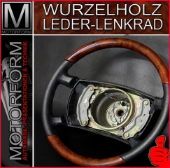 Wurzelholz-/Leder-Lenkrad Mercedes SL R107 m.Airbag MOPF