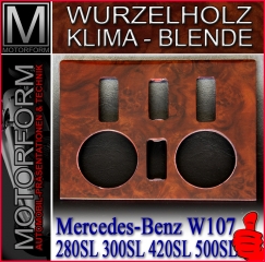 Wooden AC console in burl walnut for Mercedes SL 107