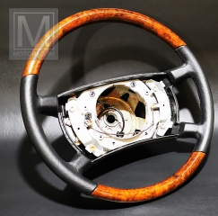 Wurzelholz-/Leder-Lenkrad SL R107 1980-85 Airbag Vormopf