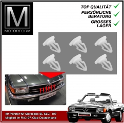 6 clips for centre bumper rubber rail for Mercedes SL 107