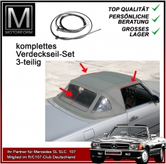 Mercedes SL R107 W107 Verdeck Spannseil Satz 3-teilig komplett