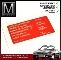 Aufkleber für Klima Mercedes SL R107 wie 1248350188