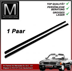 Pair of inner window scraper seals for Mercedes 107-series