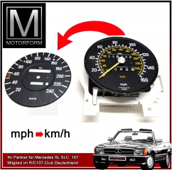 Tacho Umrüstkit Meilen-km Tachoscheibe UND Zahnradsatz 560SL