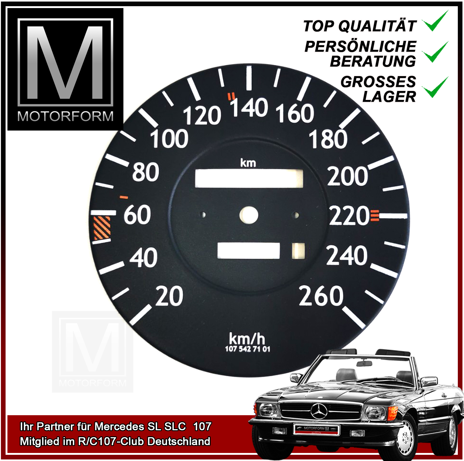 Tacho Umrüstsatz Meilen zu km Mercedes